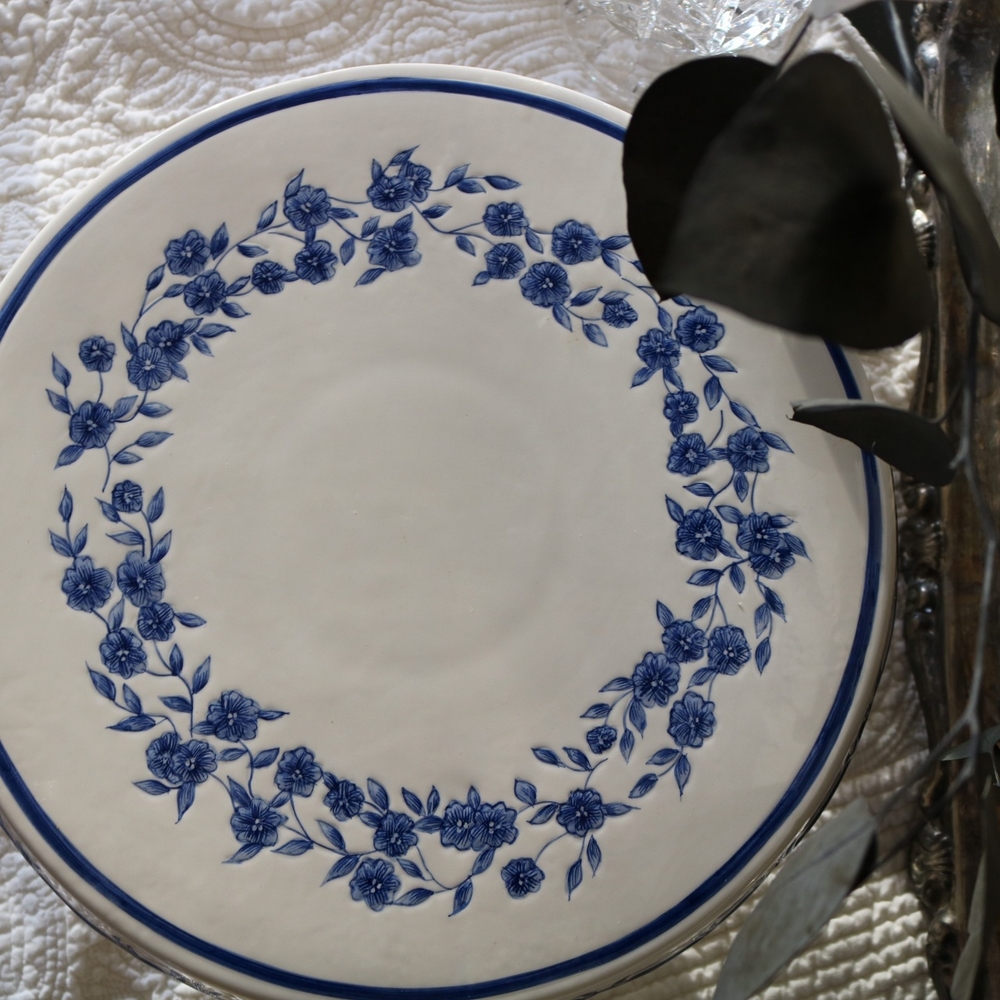 Blue and White Ceramic Cake Stand - Picture 3 of 5